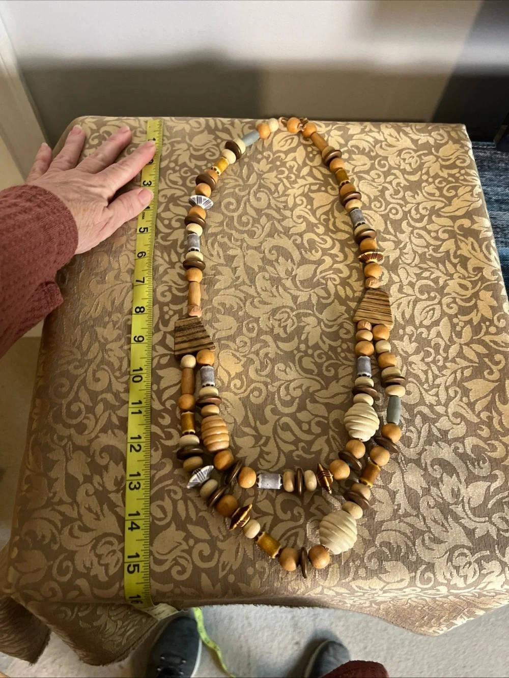 Chunky Wooden Necklace Gold Tone Spacers = Different Sizes, Colors & Shapes Boho